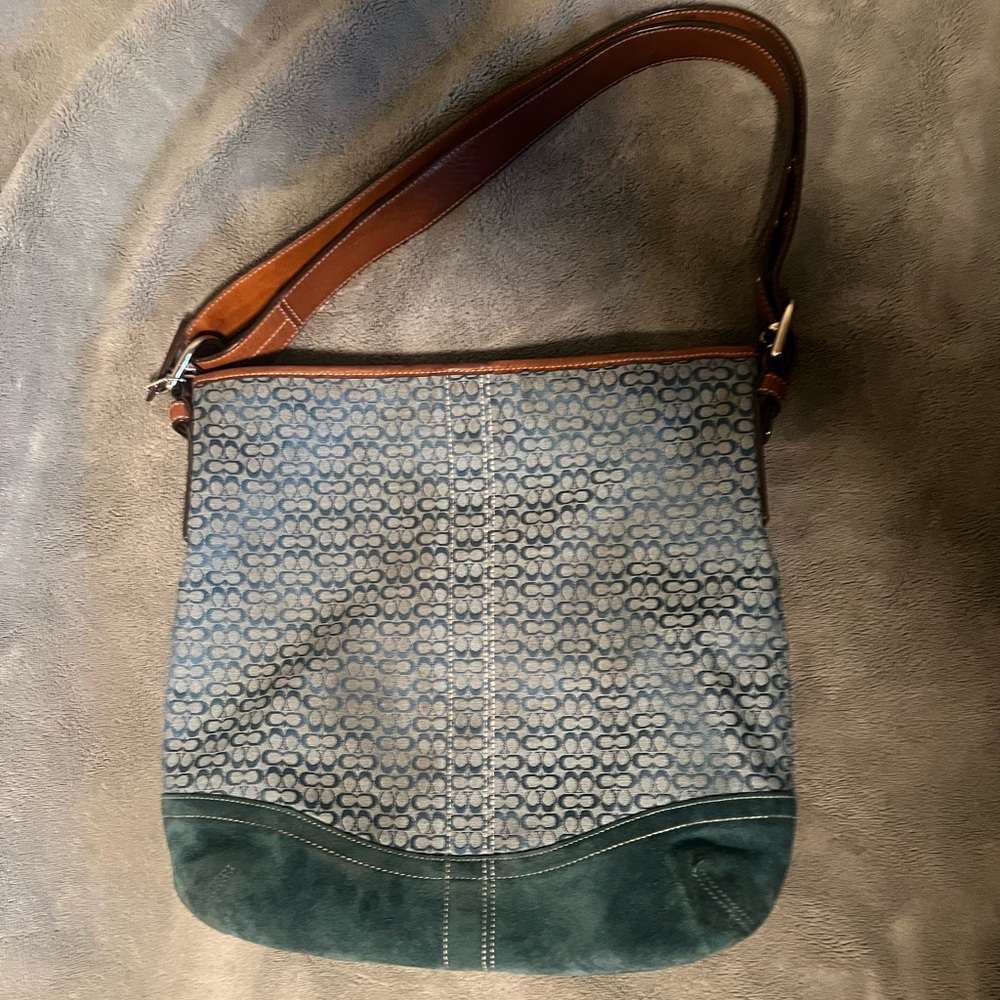 Vintage Coach Blue Suede Bag